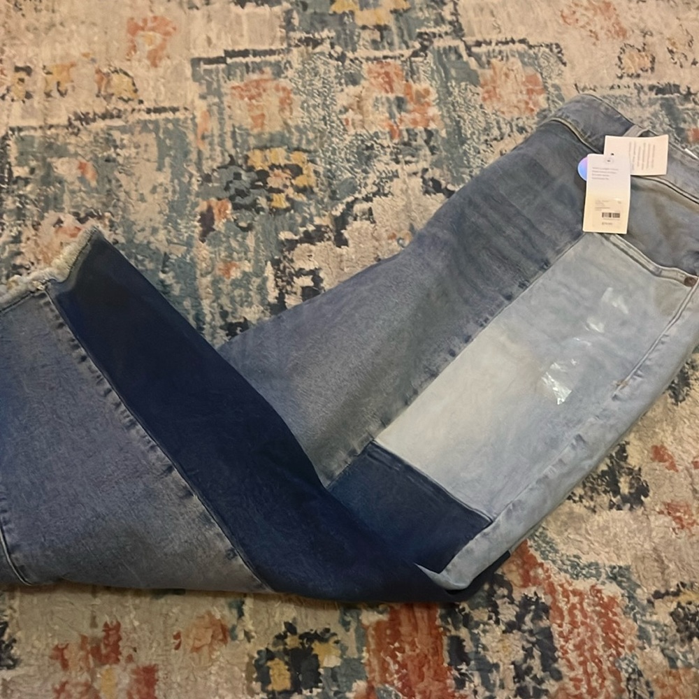 NWT Girlfriend Straight Crop LB Patchwork Jeans